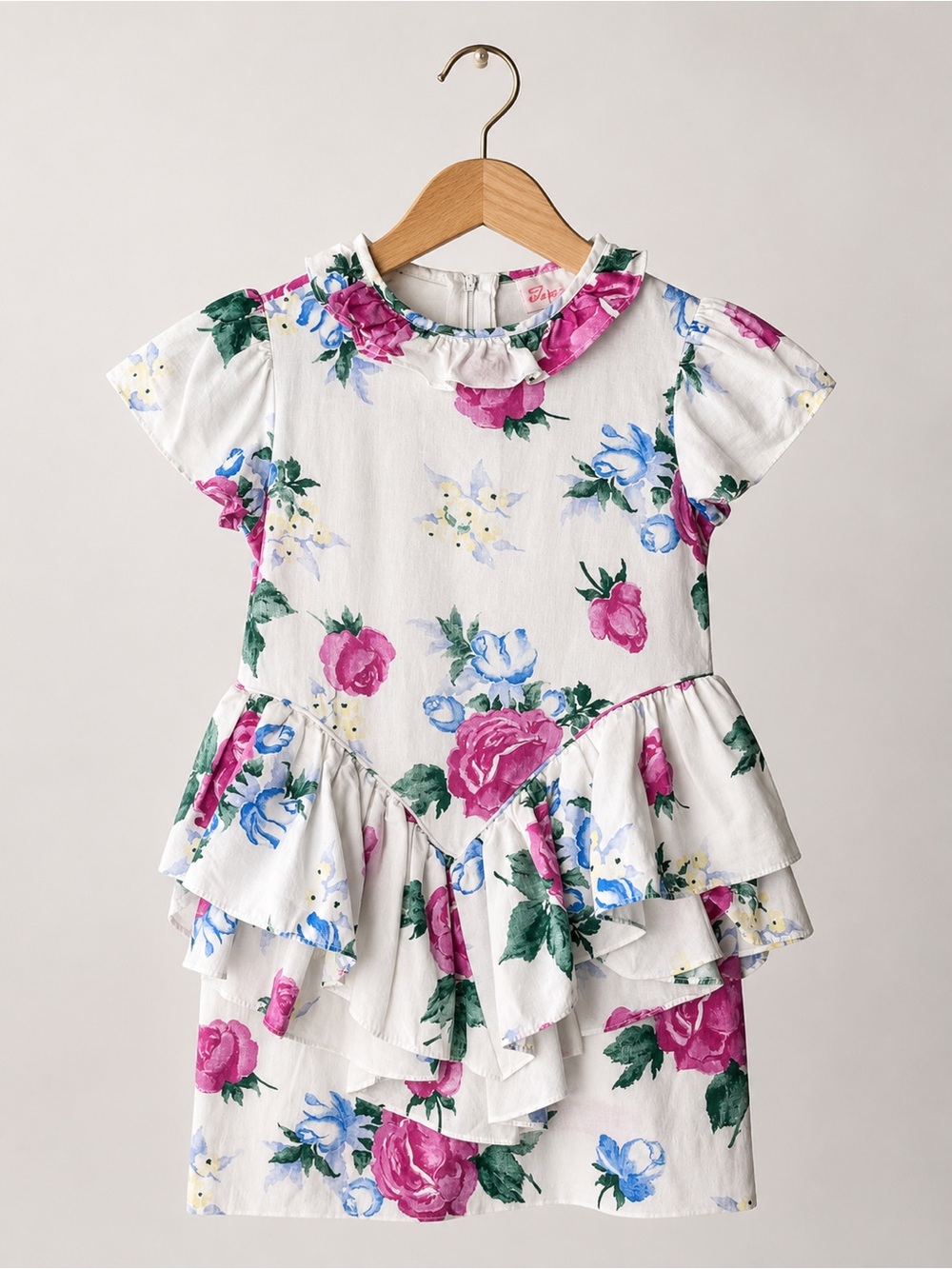 ISABELLA vintage 80s/90s girls floral 100% cotton peplum dress size 6X